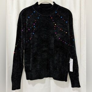 Modcloth Deck the halls with GlitzBlack Chenille Sweater -Multicolor Balls XS